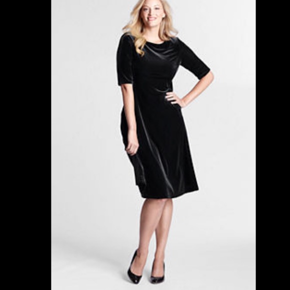 Lands' End Dresses & Skirts - Lands End Black Velvet Half Sleeve Dress